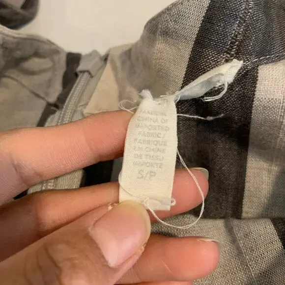 Eileen Fisher Dress Womens S Small Organic Linen Blend Plaid Lagenlook Pockets - Picture 9 of 13